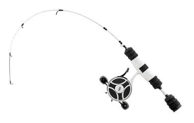 13 Fishing – FreeFall Ghost / Fate V3 Ice Combo 27″ ML (Moyen Léger) – Tickle Stick Tip avec poignée Tennessee et anneaux de moulinet Evolve – Récupération à droite
