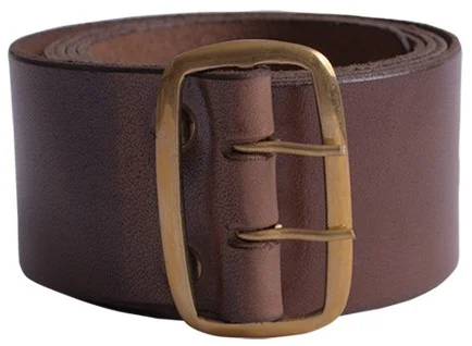 1616027028 – LARP Ceinture en cuir et laiton, marron foncé, 135cm