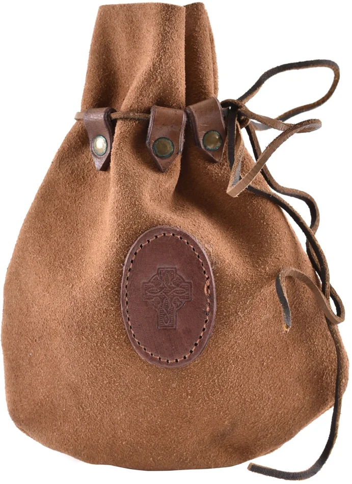 1616416500 – LARP Bourse Médiévale en Cuir avec Croix Celtique