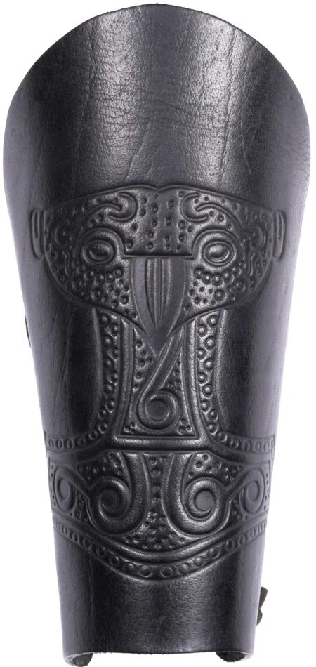 1680853300 – LARP Protège Bras motif Mjolnir Cuir Noir