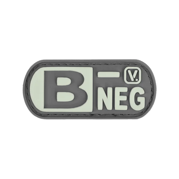 9ZBLTY-9BNEG-WG VANQUEST Blood Type B- Negative – « Super-Lumen » Glow-In-The-Dark Patch