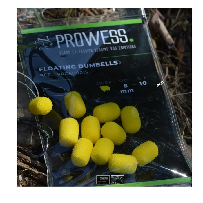 Appâts Artificiels Dumbells Flottant Prowess Eva Jaune 8x13MM Par 10