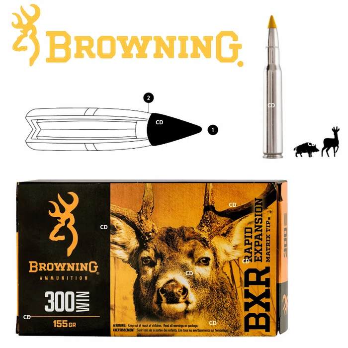 Balles Browning Bxr 300WM 155 Grains Par 20