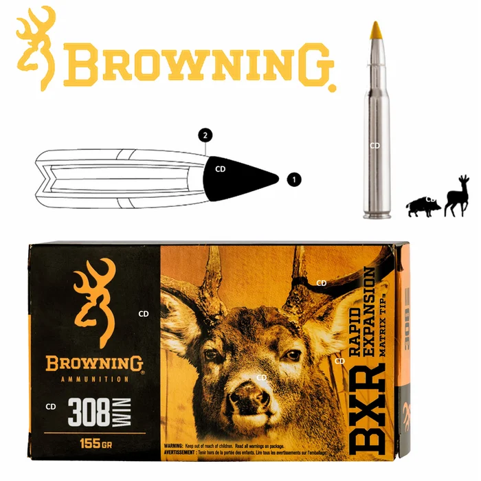 Balles Browning Bxr 308 Win 155grains Par 20