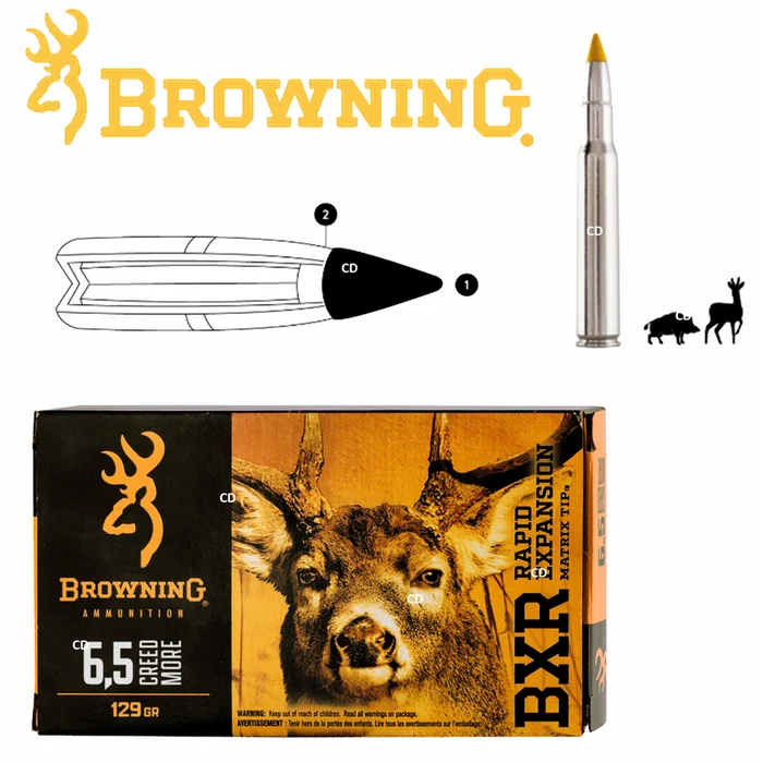 Balles Browning Bxr 6.5 Creedmoor 129 Grains Par 20