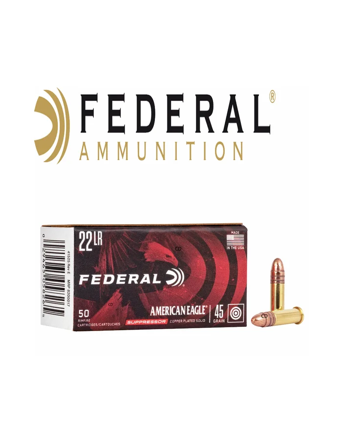 Balles Fédéral Américan Eagle Copper Plated Solid 22LR 45 Grains Par 50