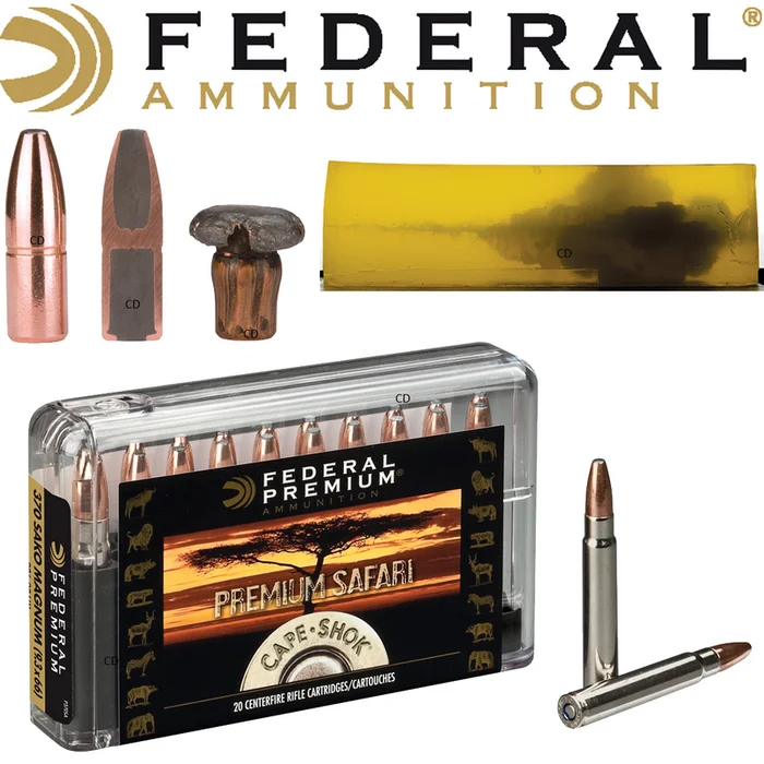 BALLES FEDERAL SWIFT A-FRAME CAPE SHOK 470 NITRO EXPRESS 500 Grains PAR 20