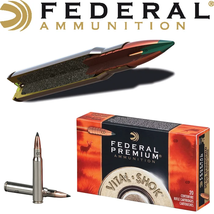 BALLES FEDERAL TROPHY COPPER VITAL SHOK 300 WEATHERBY 180 Grains PAR 20