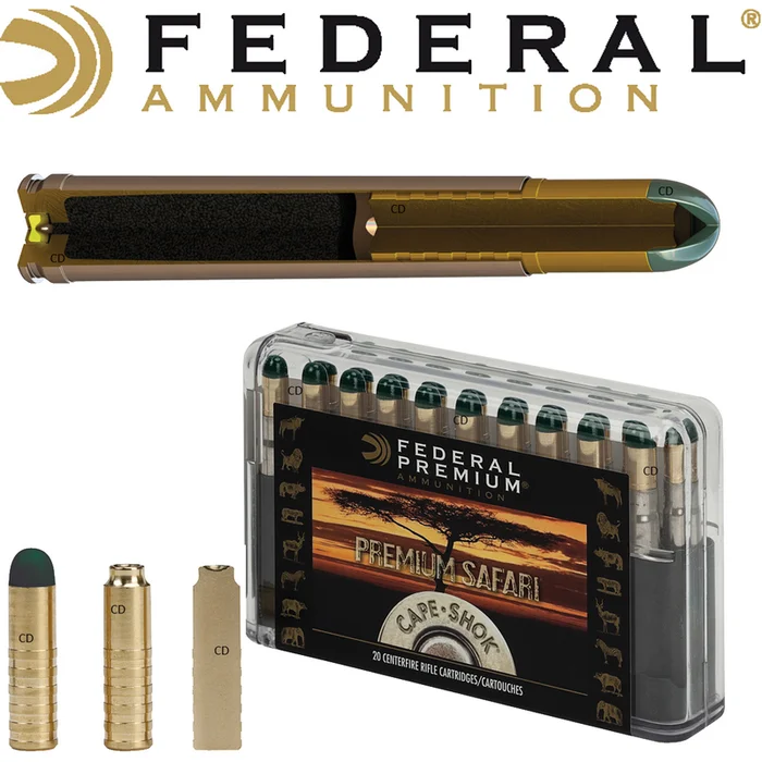 BALLES FEDERAL WOODLEIGH HYDRO SOLID CAPE SHOK 458 WIN MAG 500 Grains PAR 20