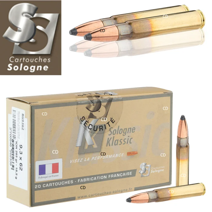 BALLES SOLOGNE KLASSIC 9.3X62 285 GRAINS PAR 20