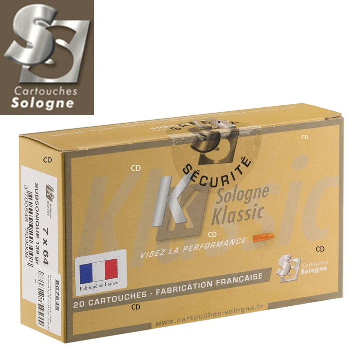 BALLES SUBSONIQUES SOLOGNE 7×64 139 GRAINS PAR 20