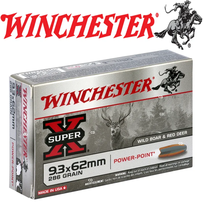 Balles Winchester Super X Power Point 9.3×62 286 Grains Par 20