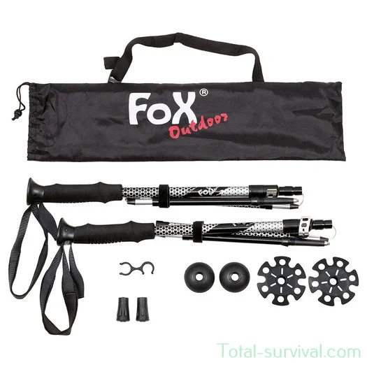 Bâtons de randonnée en aluminium Fox outdoor, « Haidel », pliables, poignée en mousse