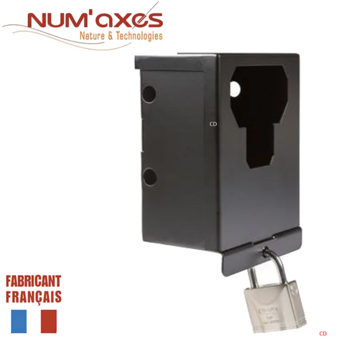 BOITIER DE SECURITE AVEC CADENAS POUR PIEGES PHOTOGRAPHIQUES NUM AXES