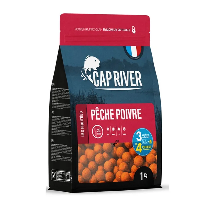 Bouillettes Cap River Pêche Poivre 1KG