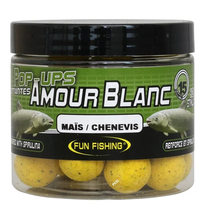 Bouillettes Flottantes Fun Fishing 60G Maïs /Chenevis Amour Blanc Pop Ups