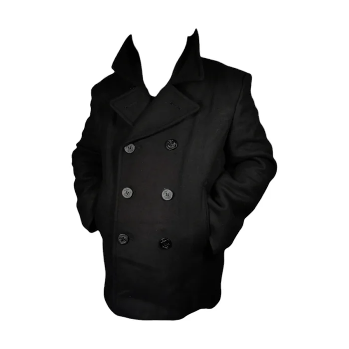 Caban US Navy Noir Boutons Noirs