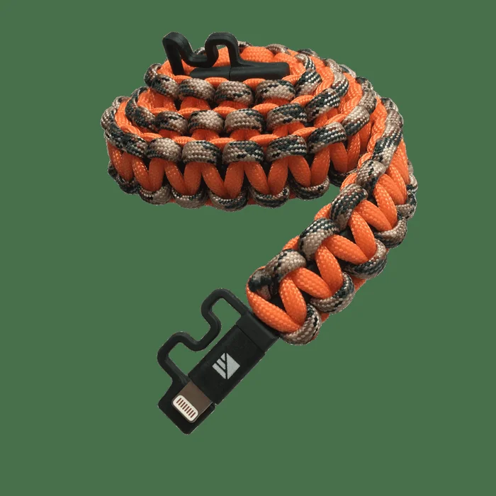 Cable paracorde USB-USB C – 60 cm – Orange/camo