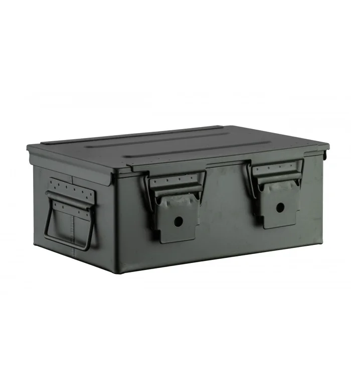 Caisse à munitions métallique verte 33x22x13cm