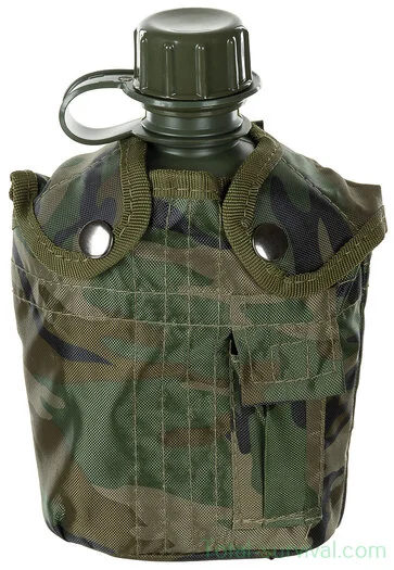 Cantine américaine 1L avec couvercle et alice clips, woodland camo, sans BPA