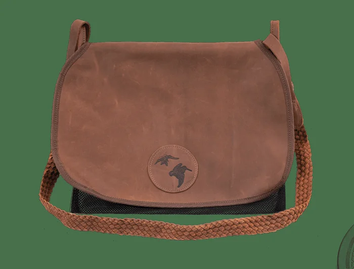 CARNIER CUIR VIEILLI BRETELLE CUIR TRESSEE BECASSE