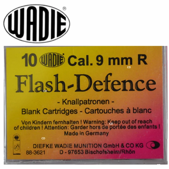 Cartouches Wadie 9mm /380 Flash Défense A Blanc Par 10
