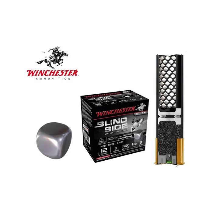 CARTOUCHES WINCHESTER GRENAILLES CUBIQUE BLIND SIDE 89 MAGNUM PAR 25