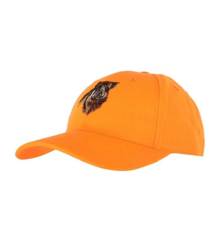 Casquette orange brodée sanglier