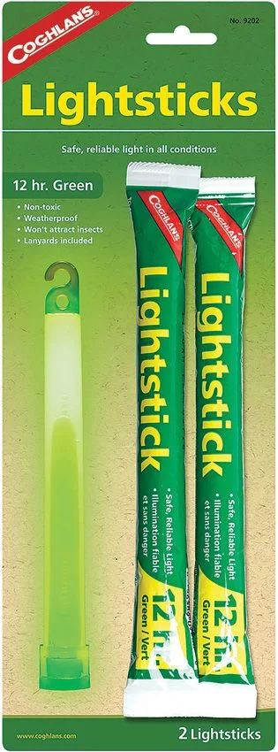 CGN9202 – COGHLAN’S Chemlight Vert 2 pcs 15cm 12H