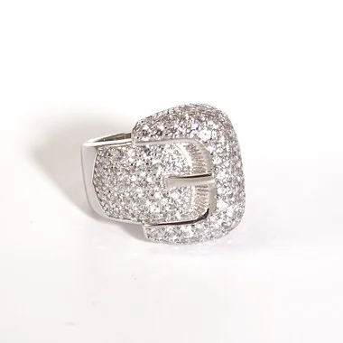 Charles Winston, S Argent, Bague Boucle Récompensée en Zircone Cubique