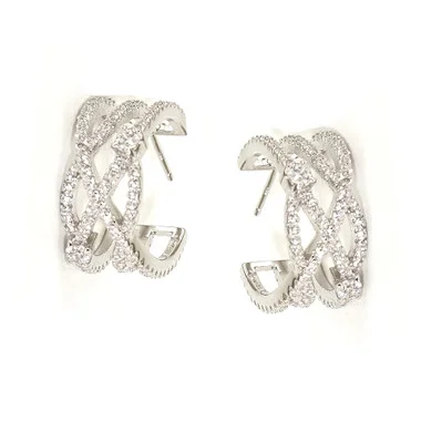 Charles Winston, S Argent, Boucles d’oreilles en forme libre en zircone cubique