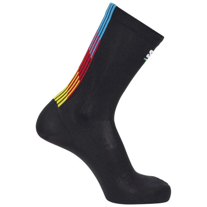 Chaussettes de trail running unisexes Salomon PULSE RACE FLAG CREW – Noir