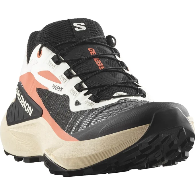 Chaussures de trail femme Salomon GENESIS – Corail fusion / Peche tendre / Noir – Image 3