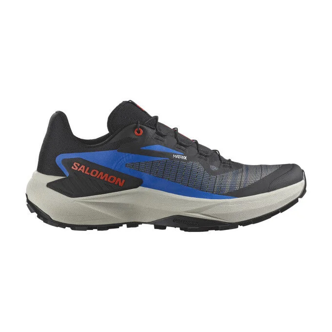 Chaussures de trail running Homme Salomon GENESIS – Noir / Bleu francais / Tomate cerise