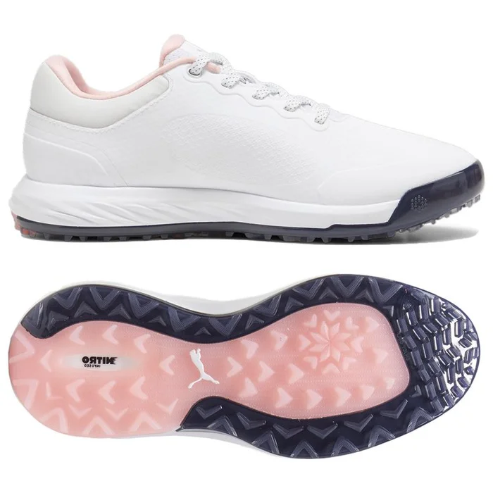 Chaussures sans crampons Puma Golf Alphacat Nitro W White Deep Navy Peach Smoothie