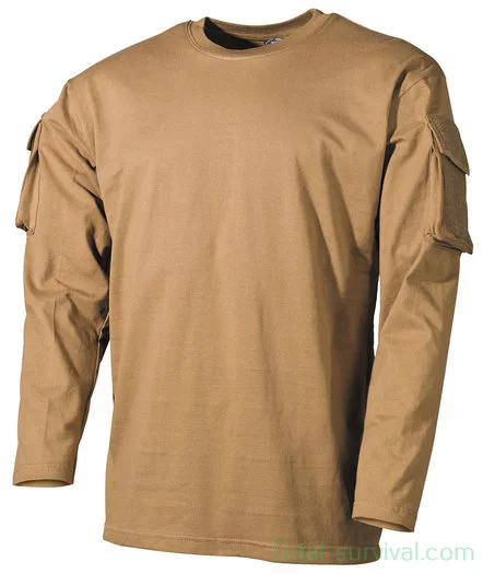 Chemise à manches longues US MFH avec poches sur les manches, coyote tan