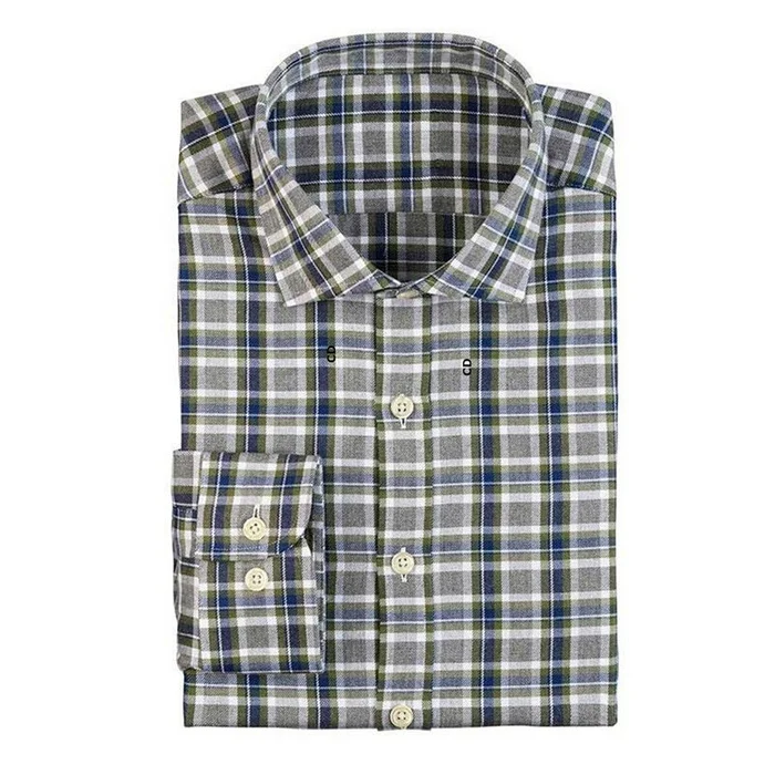 Chemise Homme Verney Carron Cherverny A Carreaux Kaki /Bleu