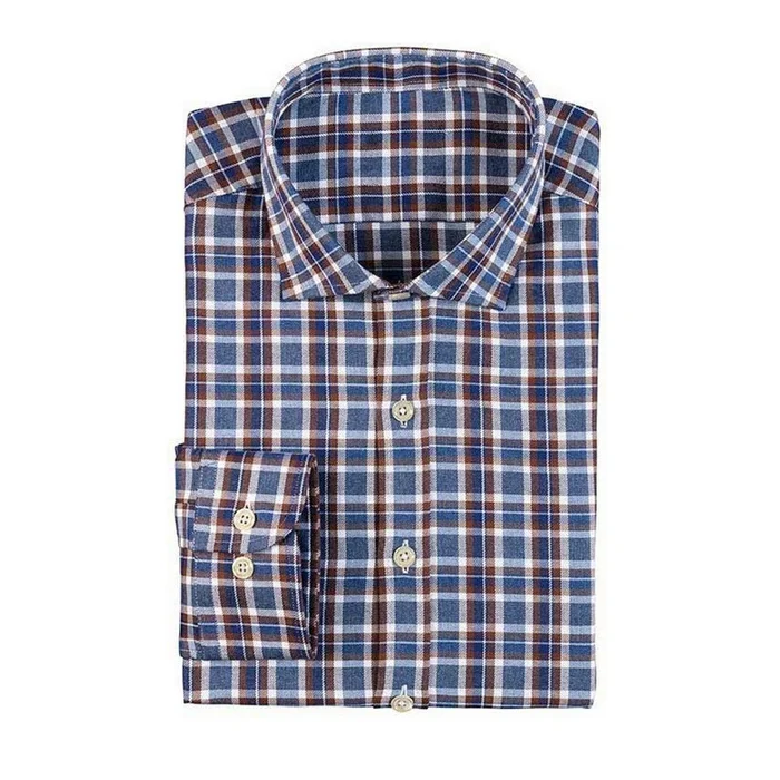 Chemise Homme Verney Carron Cherverny A Carreaux Marron /Bleu
