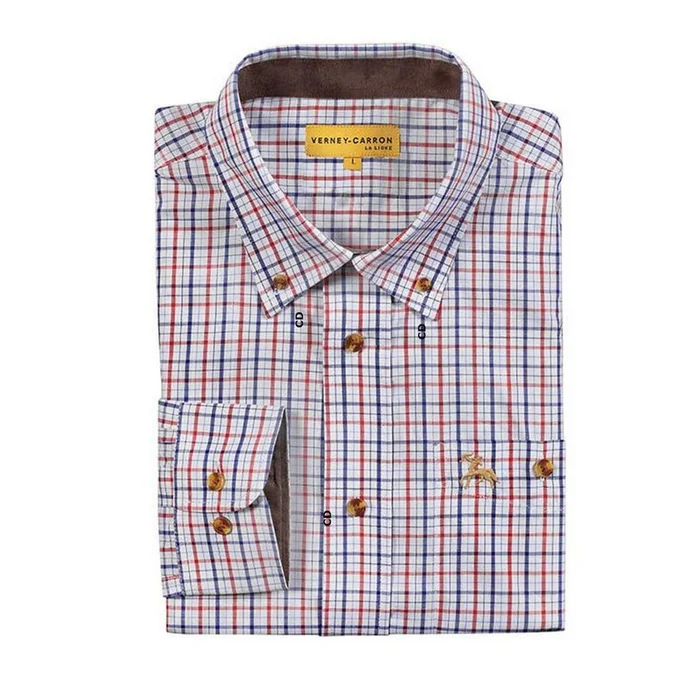 Chemise Homme Verney Carron Salbris A Carreaux Bleu ET Rouge