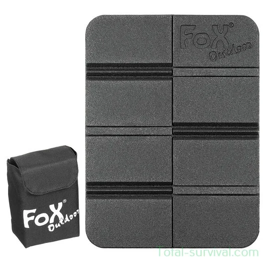 Coussin thermique Fox outdoor, pliable, avec pochette Molle, noir