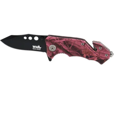 Couteau à ouverture assistée rose camouflage de 6″