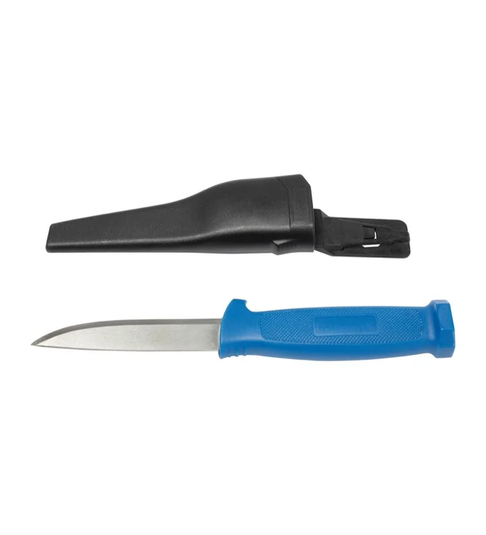 Couteau de peche etui rigide manche bleu Stepland
