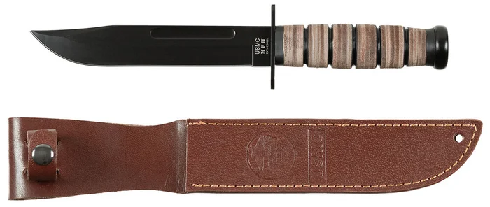 Couteau de terrain MFH USMC avec manche et étui en cuir