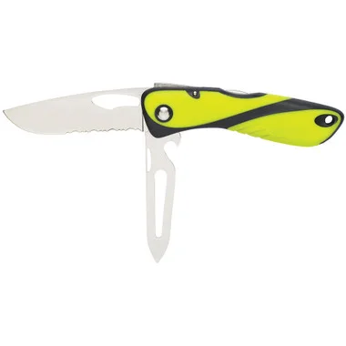 Couteau Wichard Offshore – Lame dentelée – Démanilleur/Pointe – Fluorescent