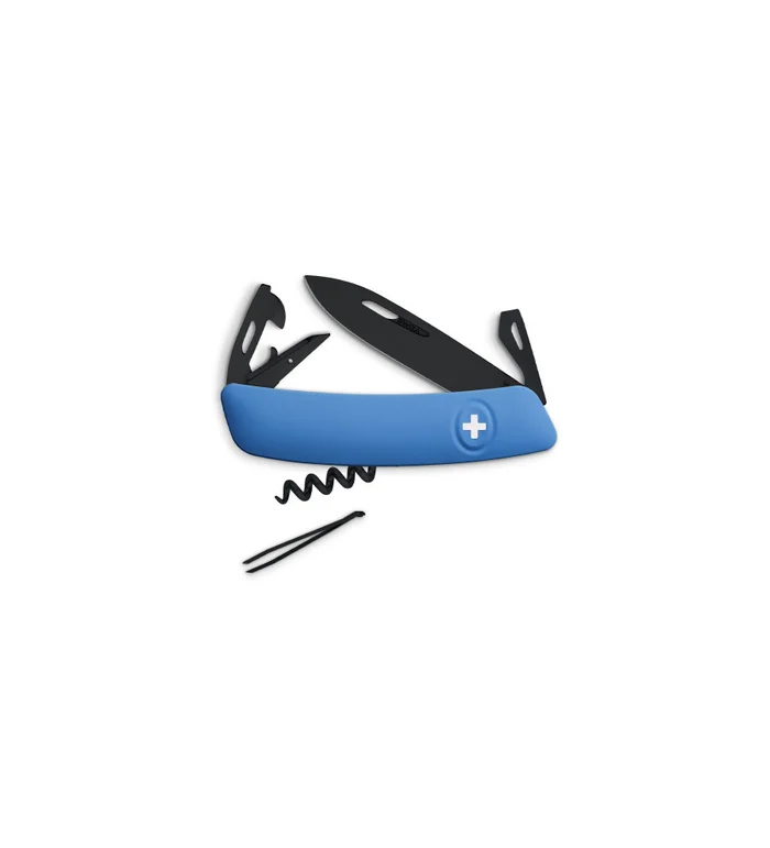 Couteaux suisses Swiza D03 ALLBLACK, bleu 7,5 cm