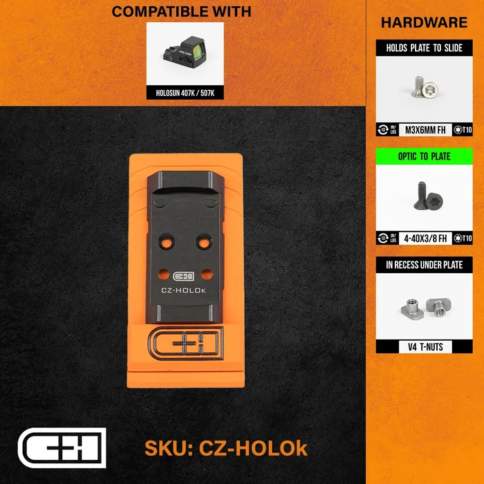 CZ-HOLOk – C&H Precision paltine CZ P-10 V4 MIL / LEO to Holosun 407k / 507k