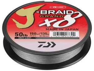 Daiwa J-BRAID x8 Braided Line – Gris clair – 150 Yards & 300 Yards