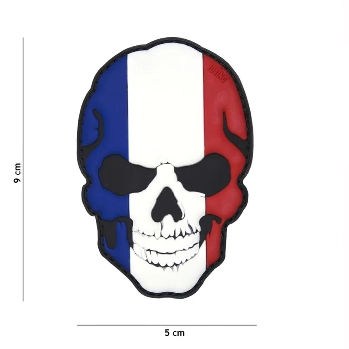 Écusson 3D France tête de mort PVC Velcro