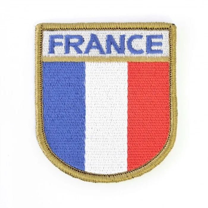 Écusson brodé Drapeau Français réglementaire contour Vert Velcro