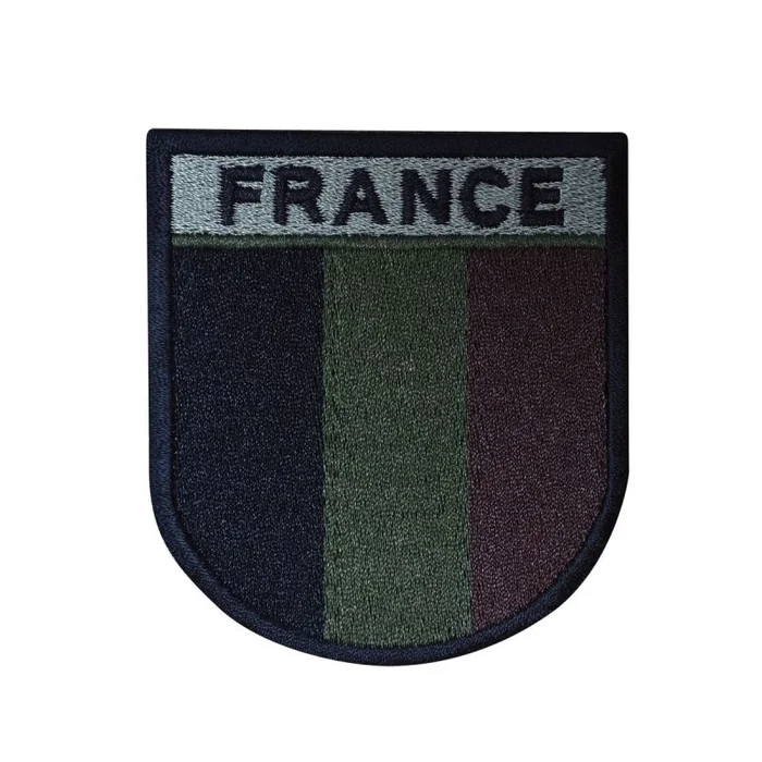 Écusson Drapeau Français Brodé basse visibilité contour noir Velcro
